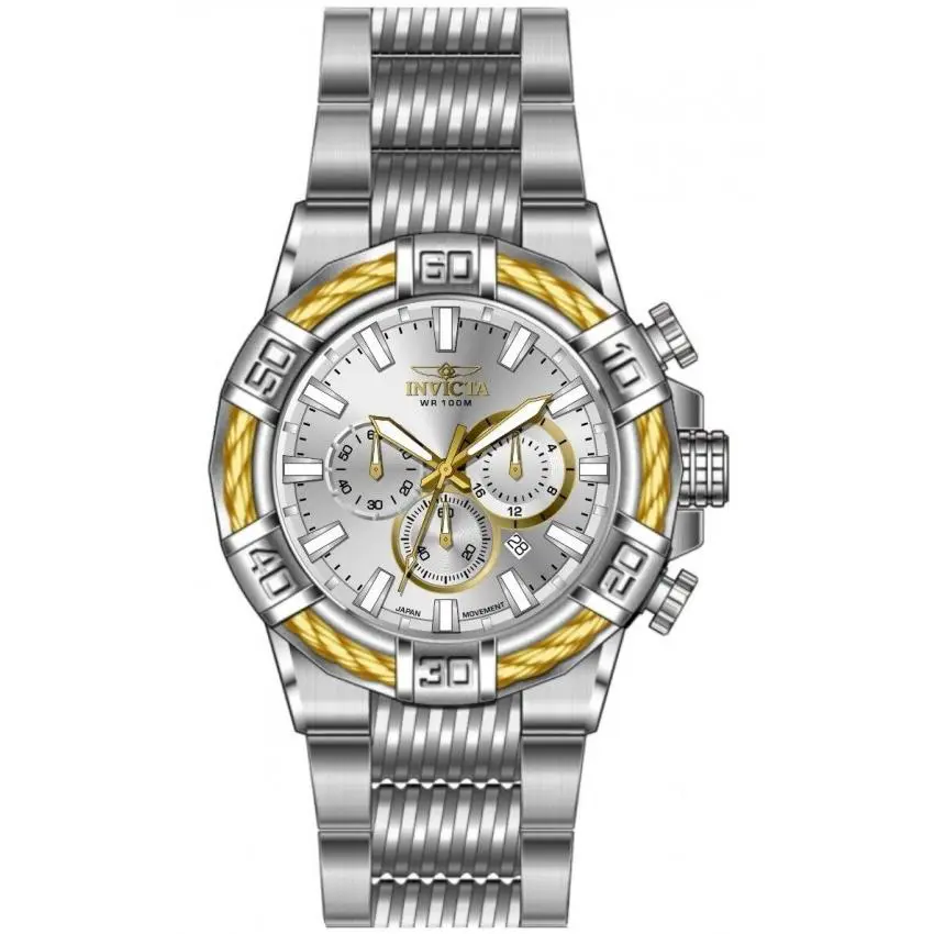 Invicta Bolt Chronograph Gmt Quartz Silver Dial Men`s Watch 49901