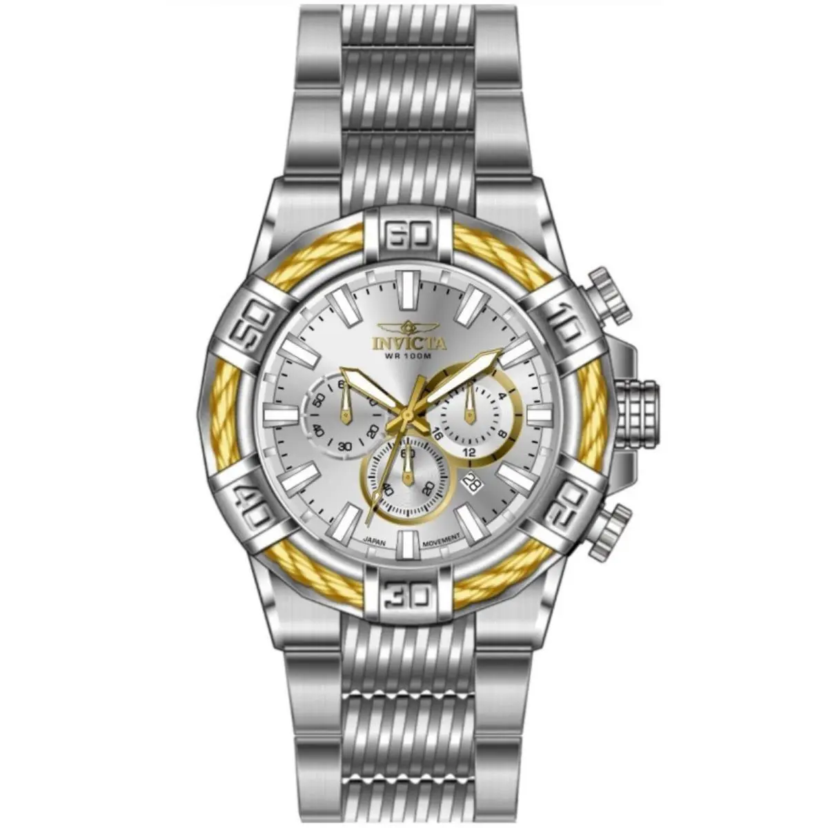 Invicta Men`s Watch Bolt Quartz Silver Tone Dial Stainless Steel Bracelet 49901