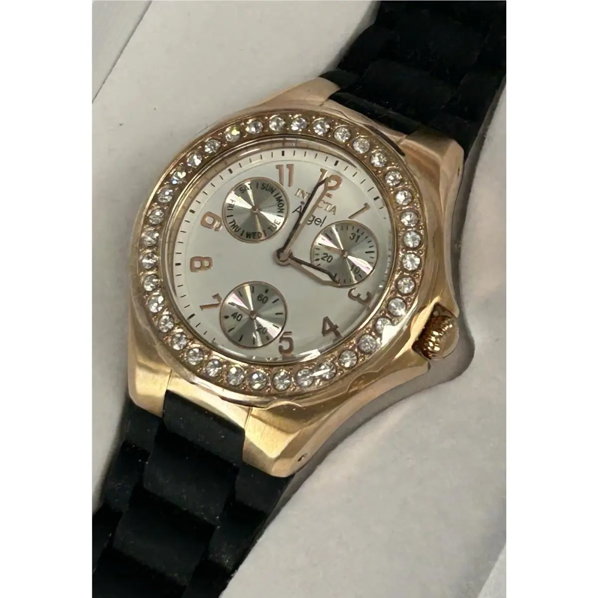 Invicta Angel Women`s Gold Crystal Pave Watch Model 1645