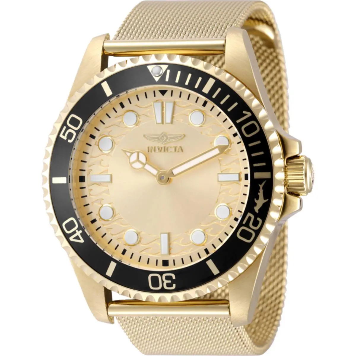Invicta Men`s Watch Pro Diver Quartz Gold Brass Dial Yellow Gold Bracelet 49690