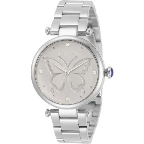 Invicta Wildflower Quartz Silver Dial Ladies Watch 33232 - Dial: Silver, Band: Silver-tone, Bezel: Silver-tone