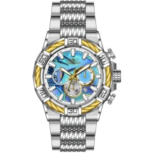 Invicta Men`s 51mm Bolt Quartz Chronograph Gold/silver Tone Abalone Dial Watch