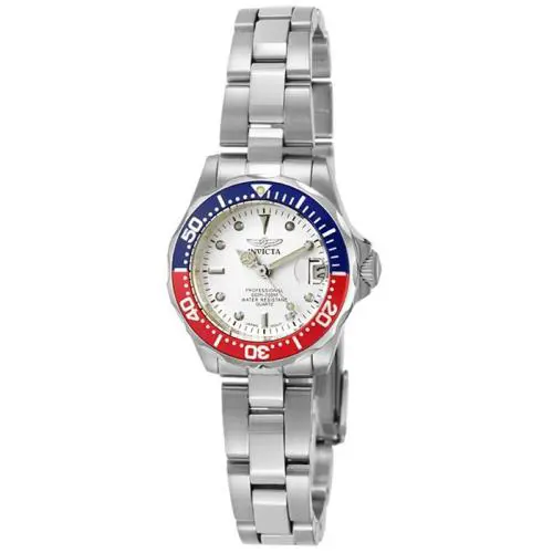 Invicta Pro Diver White Dial Pepsi Bezel Ladies Watch 8940 - Blue / Red / White, Dial: White, Band: Silver-tone