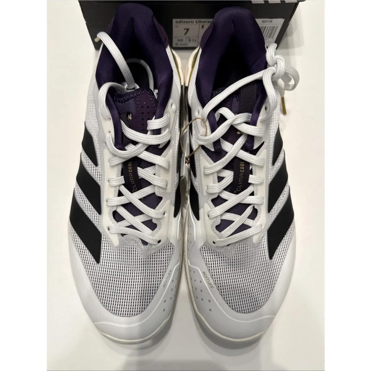 Adidas shoes - Adidas adizero Ubersonic 5 M NM - JQ3778 - White, Black, Purple, & Gold 0
