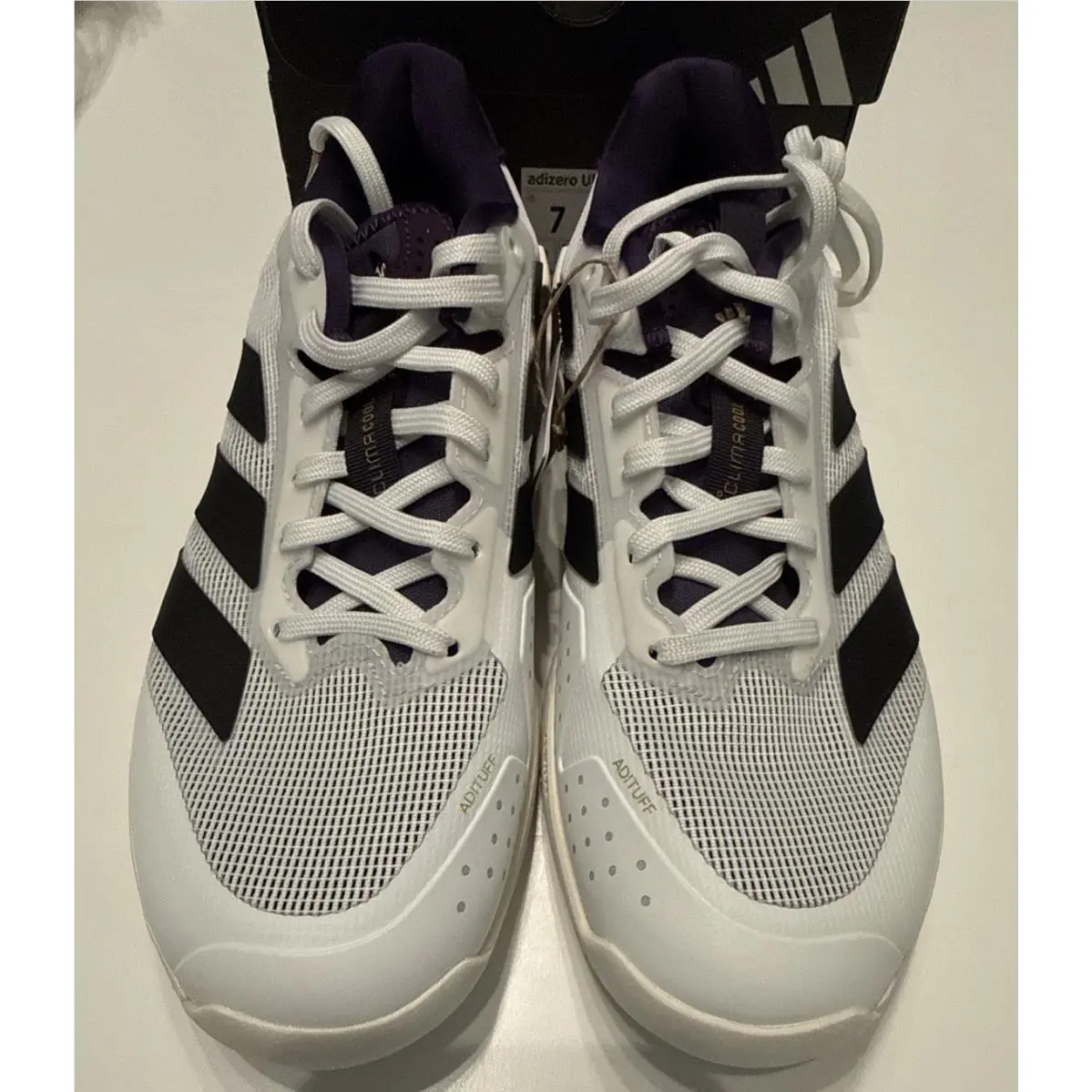 Adidas shoes - Adidas adizero Ubersonic 5 M NM - JQ3778 - White, Black, Purple, & Gold 1