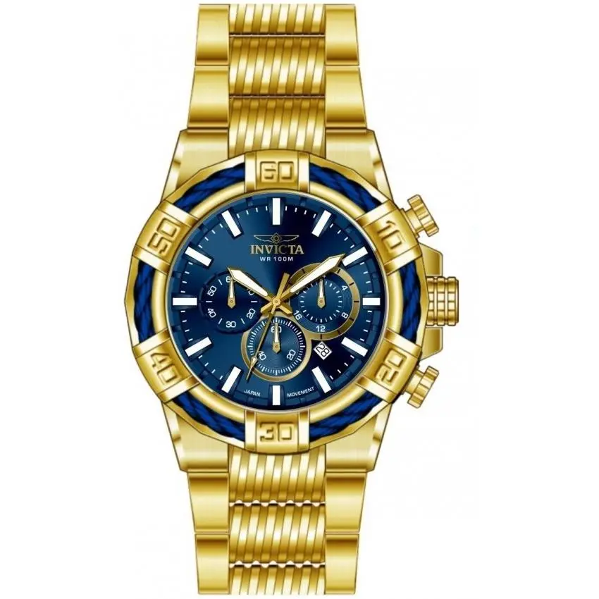 Invicta Bolt Chronograph Gmt Quartz Blue Dial Men`s Watch 49904