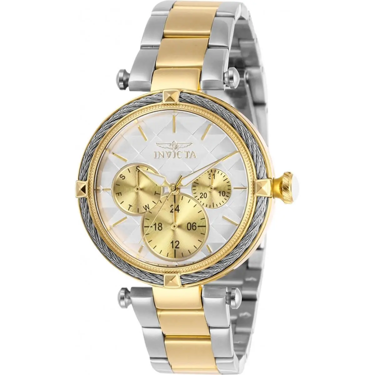 Invicta Women`s Watch Bolt White and Gold Tone Dial Two Tone Bracelet 28960 - Dial: White, Gold, Band: Silver, Yellow