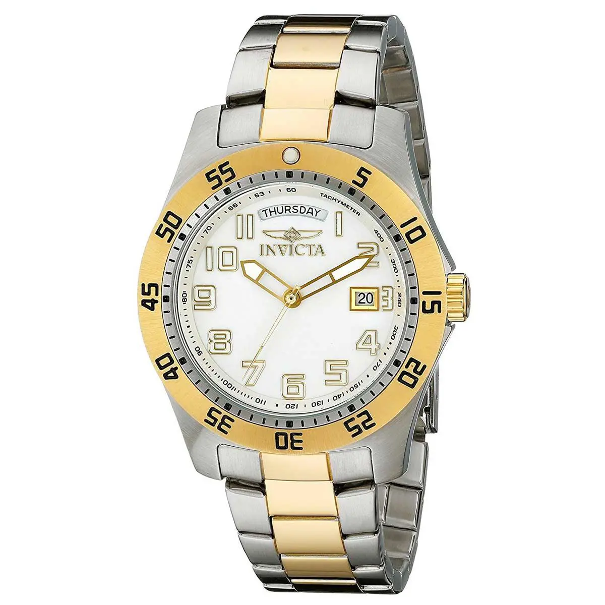 Invicta Men`s Watch Specialty White Dial Quartz Steel Case TT Bracelet 6693