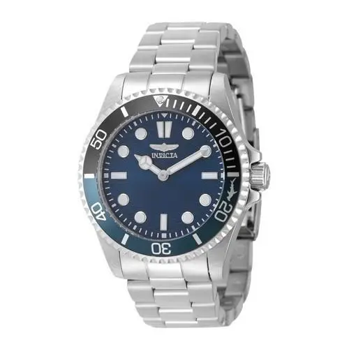 Invicta Pro Diver Men`s 43mm Blue Dial Stainless Steel Watch 49704 - Dial: Blue, Band: Silver, Bezel: Blue