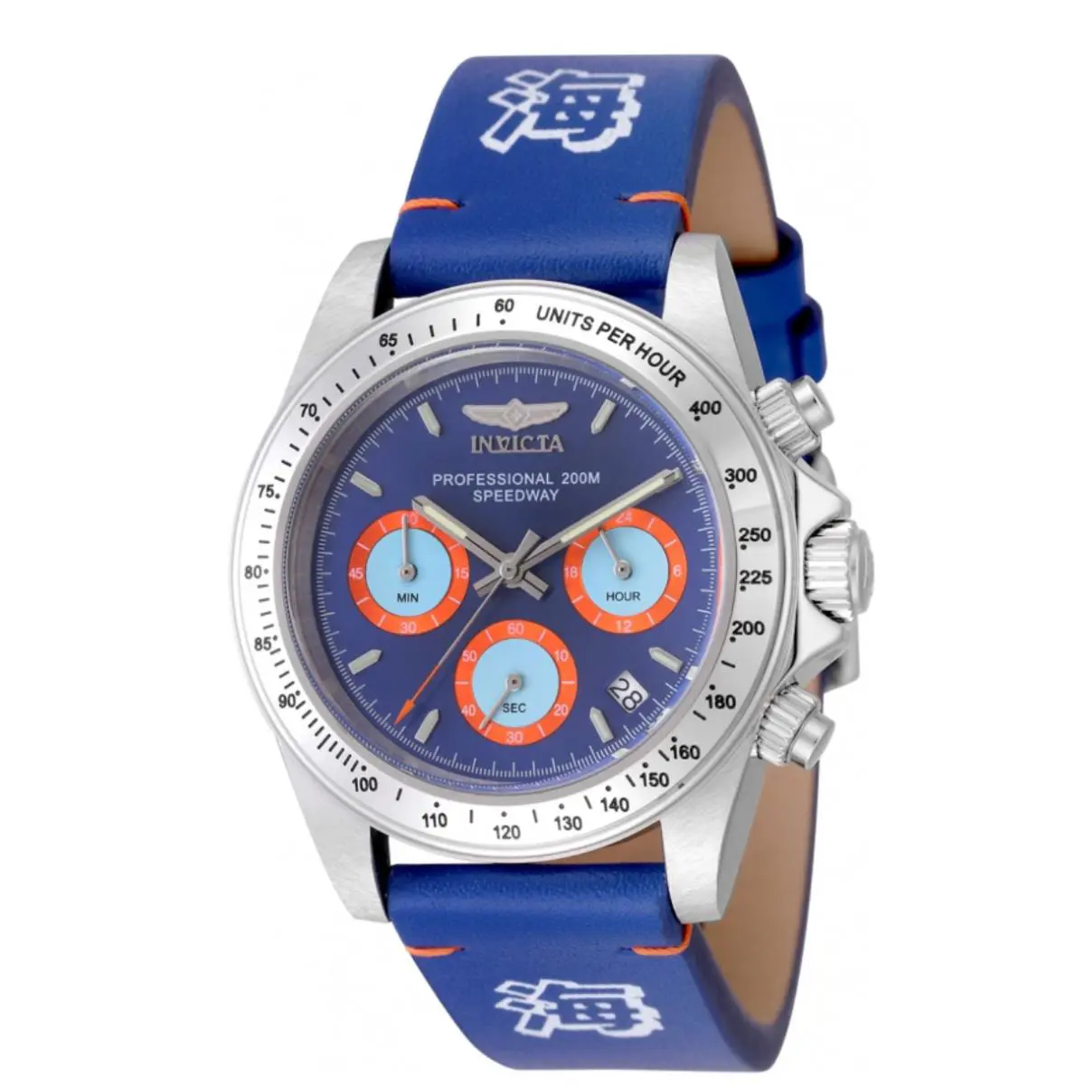 Invicta Me`s Speedway 40mm Forces OF Nature `ocean` Chronograph Blue Diver Watch - Dial: Light Blue, Orange, Blue, Band: Blue, Bezel: Silver