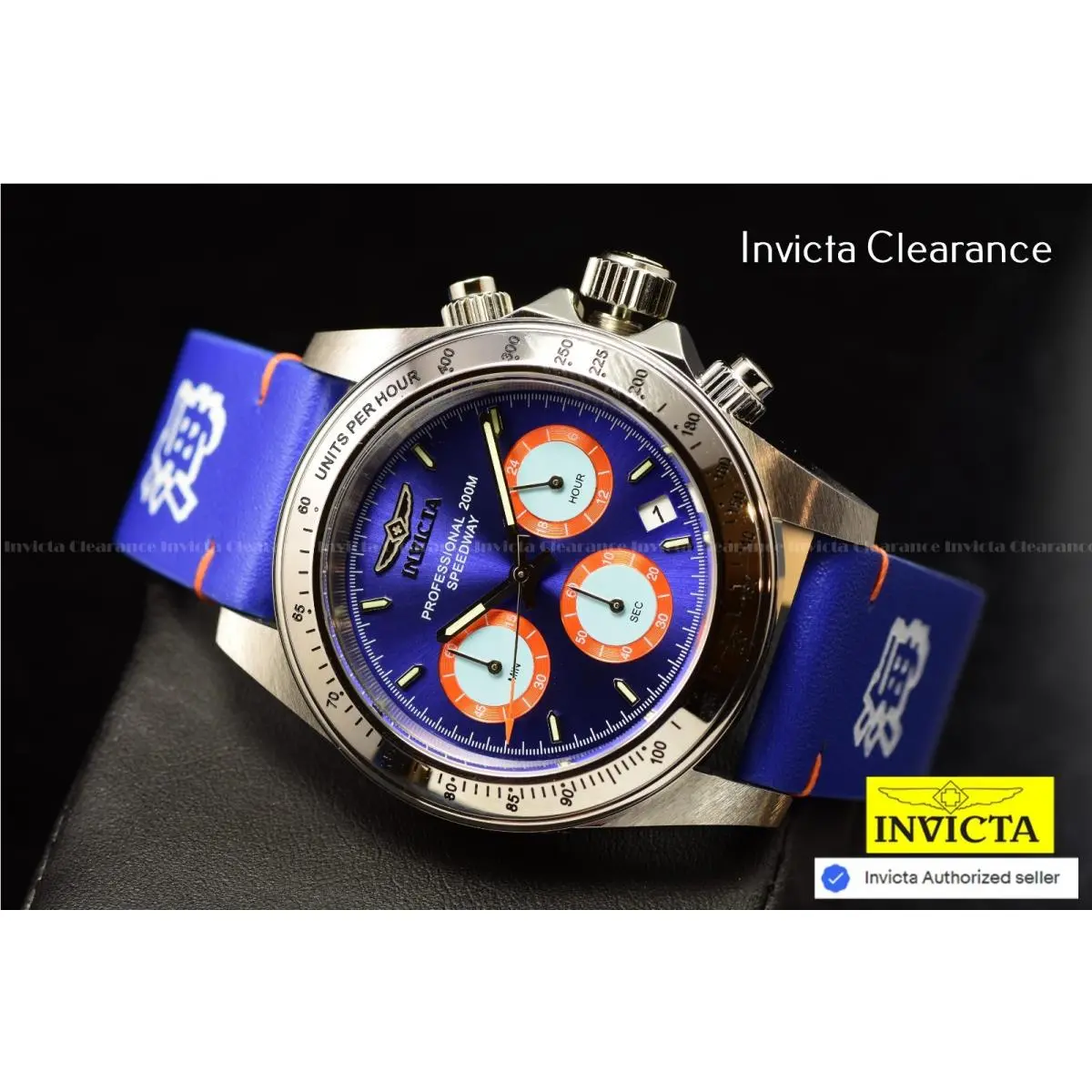 Invicta Me`s Speedway 40mm Forces OF Nature `ocean` Chronograph Blue Diver Watch - Dial: Light Blue, Orange, Blue, Band: Blue, Bezel: Silver