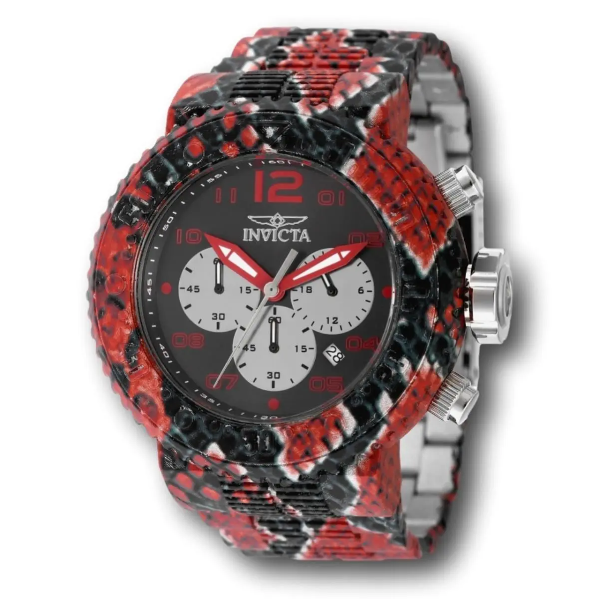 Invicta Pro Diver Exclusive Cobra Strike Black Red Aqua Plating Chrono Watch