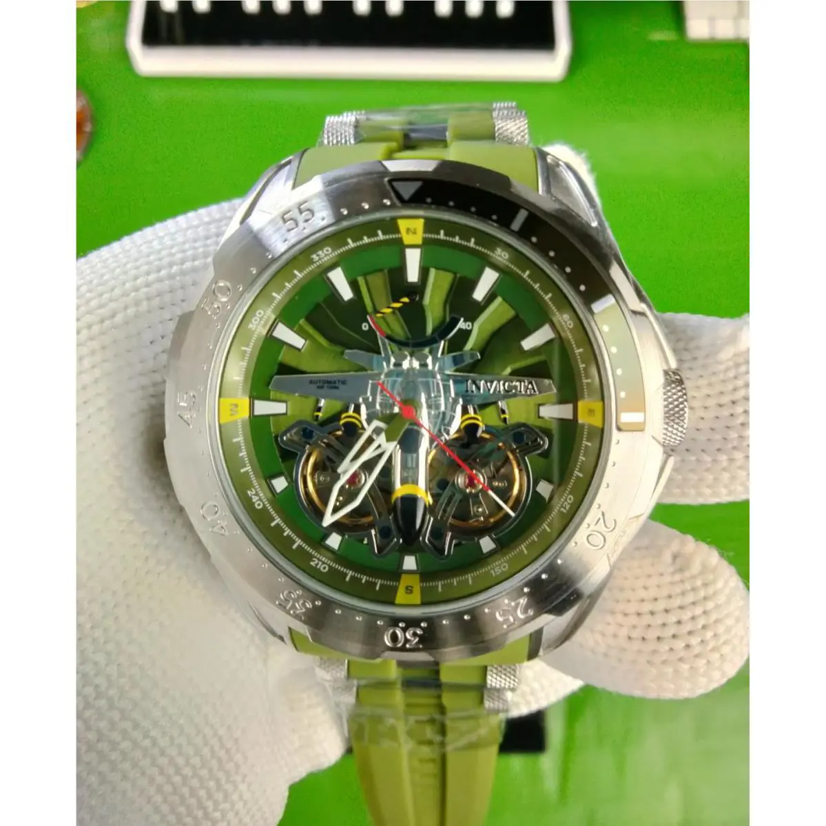 Invicta S1 Rally Men`s Chronograph Tachymeter Silver Dial White Strap Watch 50mm