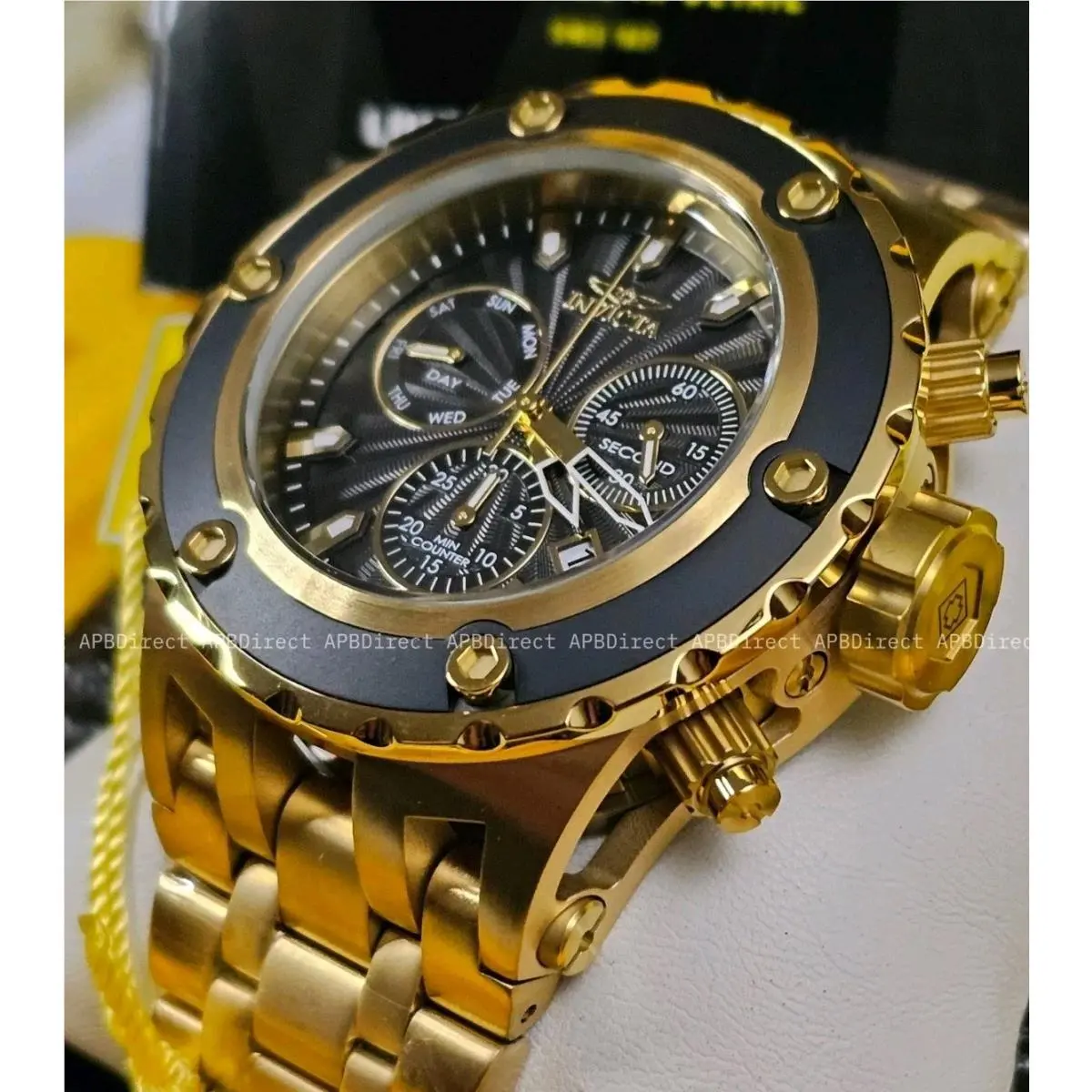 Invicta Subaqua Specialty Gold Case Bracelet Swiss Z60 Chrono Mens Watch Sas