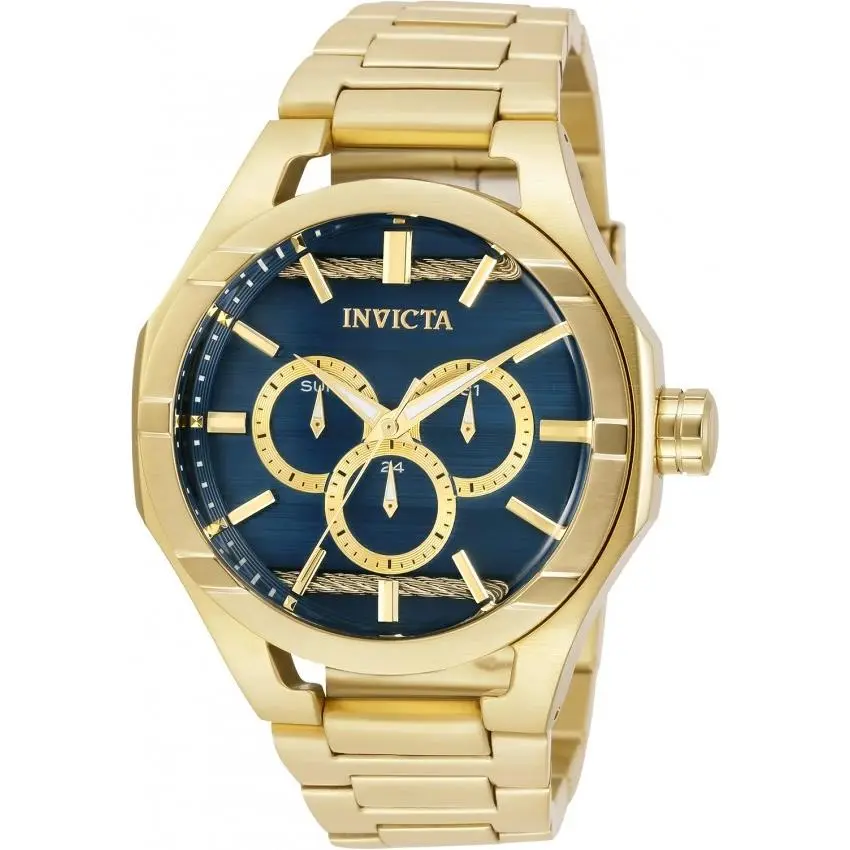Invicta Bolt Quartz Blue Dial Yellow Gold-tone Men`s Watch 31830