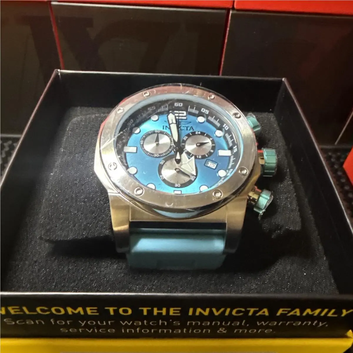 Invicta Sea Hunter Gen IV Blue Titan Men`s 52mm Fly-back Chrono Watch 48978 - Dial: Black, Blue, Silver, White, Band: Blue, Bezel: Gray, Silver