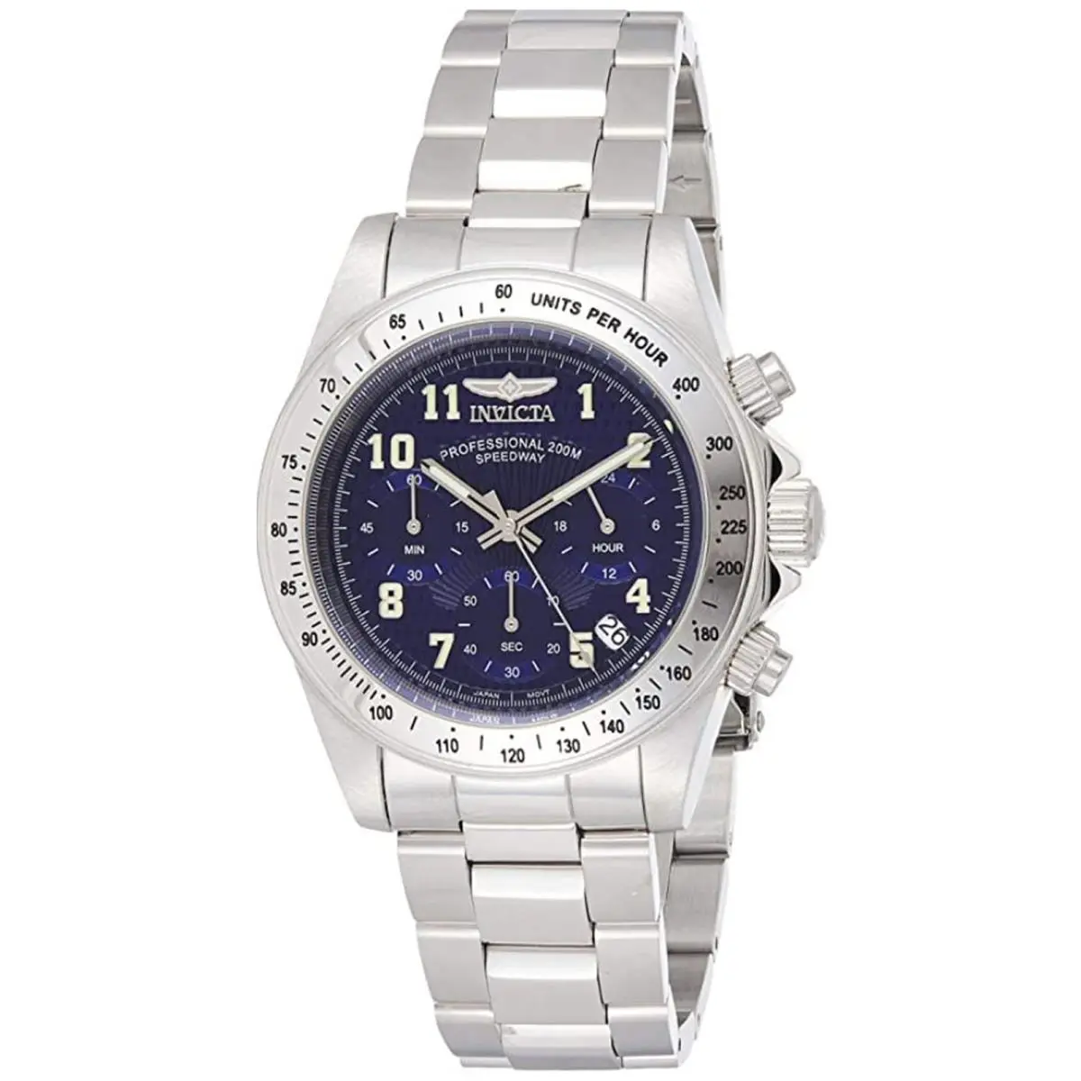 Invicta Men`s 17024 Speedway Quartz Chronograph Blue Dial Watch 17024 - Dial: Blue, Band: Silver, Bezel: Silver