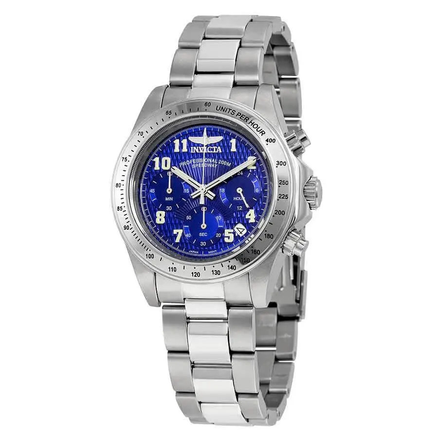Invicta Speedway Chronograph Blue Dial Men`s Watch 17024 - Dial: Blue Textured, Band: Silver-tone, Bezel: Silver-tone