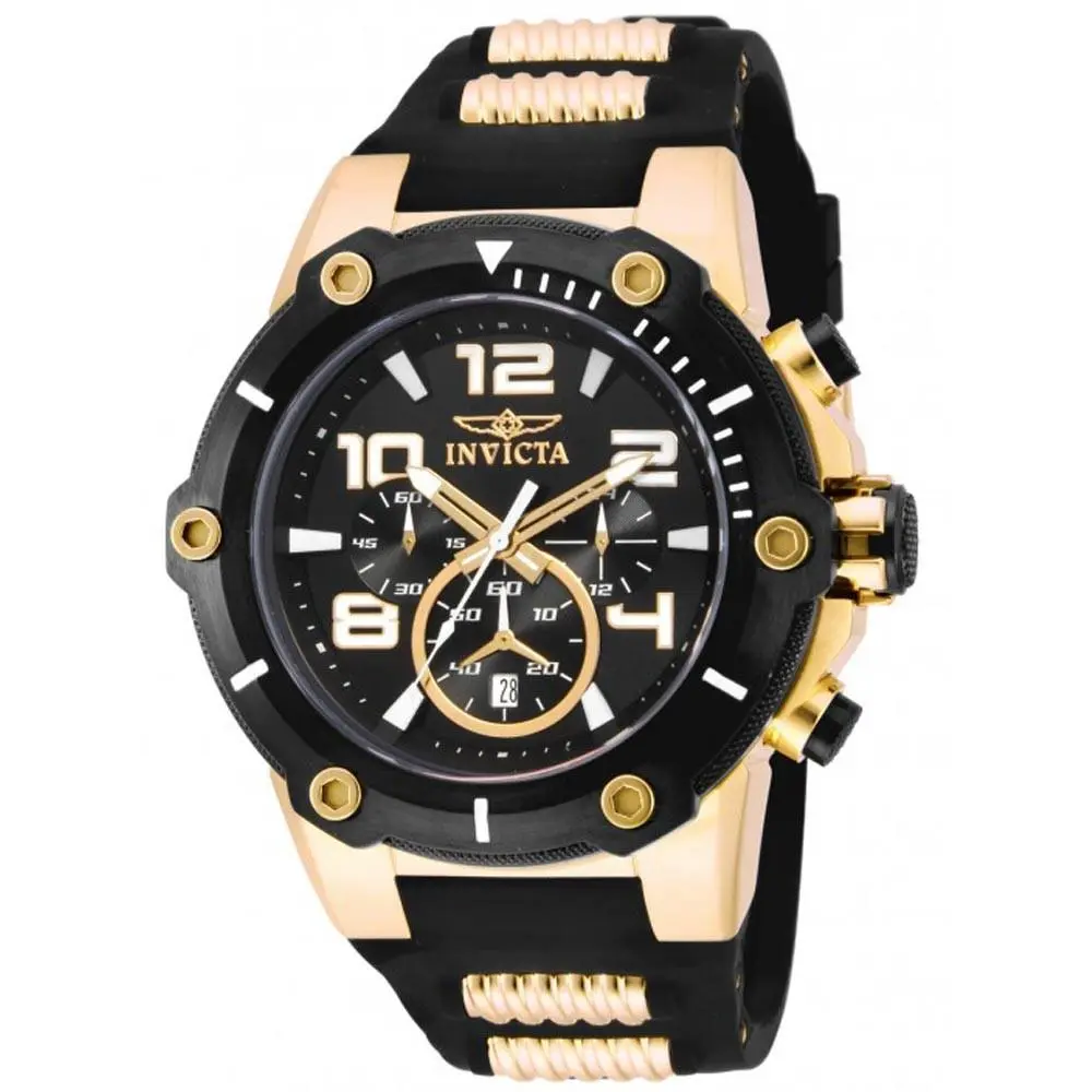 Invicta Men`s Watch Speedway Chrono Black Dial TT Steel and Rubber Strap 17200
