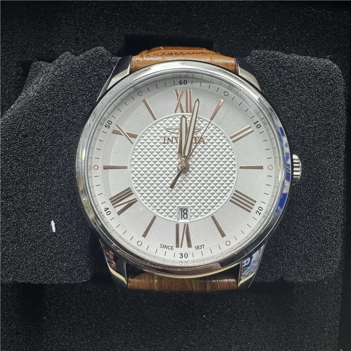 Invicta Celestial Watch Men Size 43mm Stainless Steel Brown Leather Band
