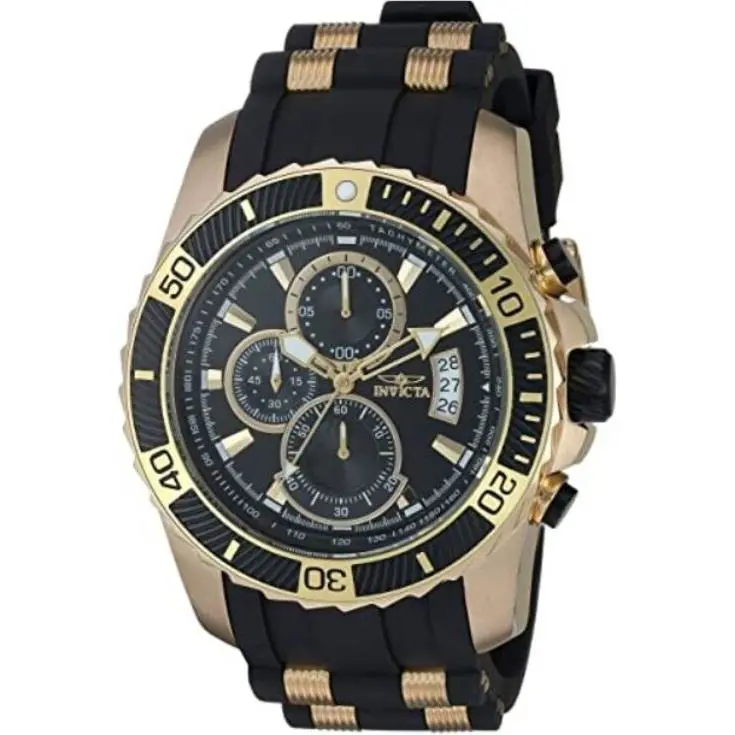 Invicta Men`s Pro Diver Stainless Steel Quartz Watch with Silicone Strap Black