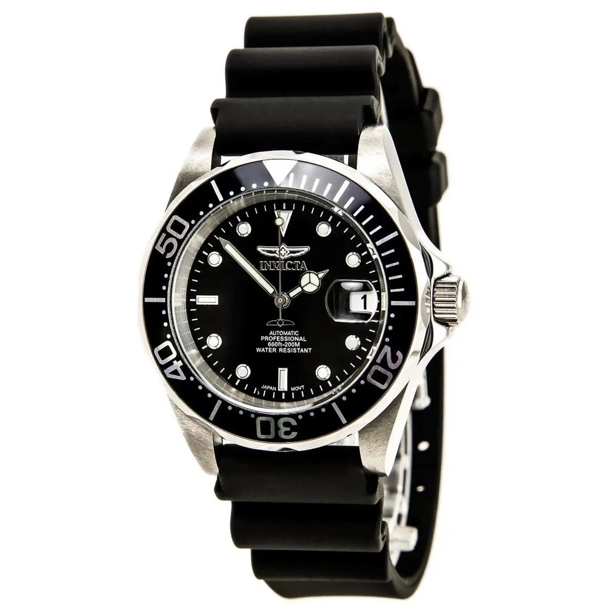 Invicta Men`s Watch Pro Diver Stainless Steel Case Automatic Black Dial 9110