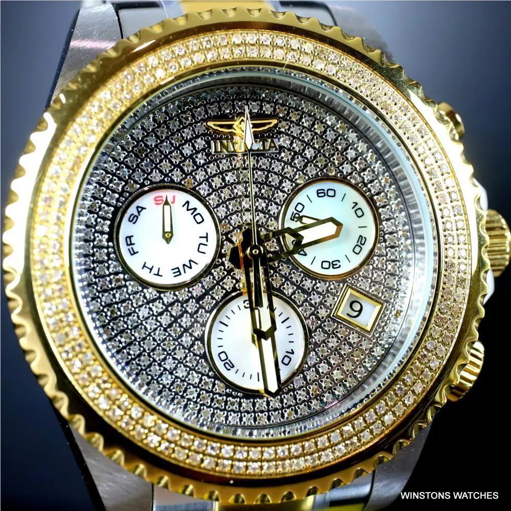 Invicta Grand Diver 1.94 Ctw Diamond Chronograph Two Tone Steel Watch 47mm
