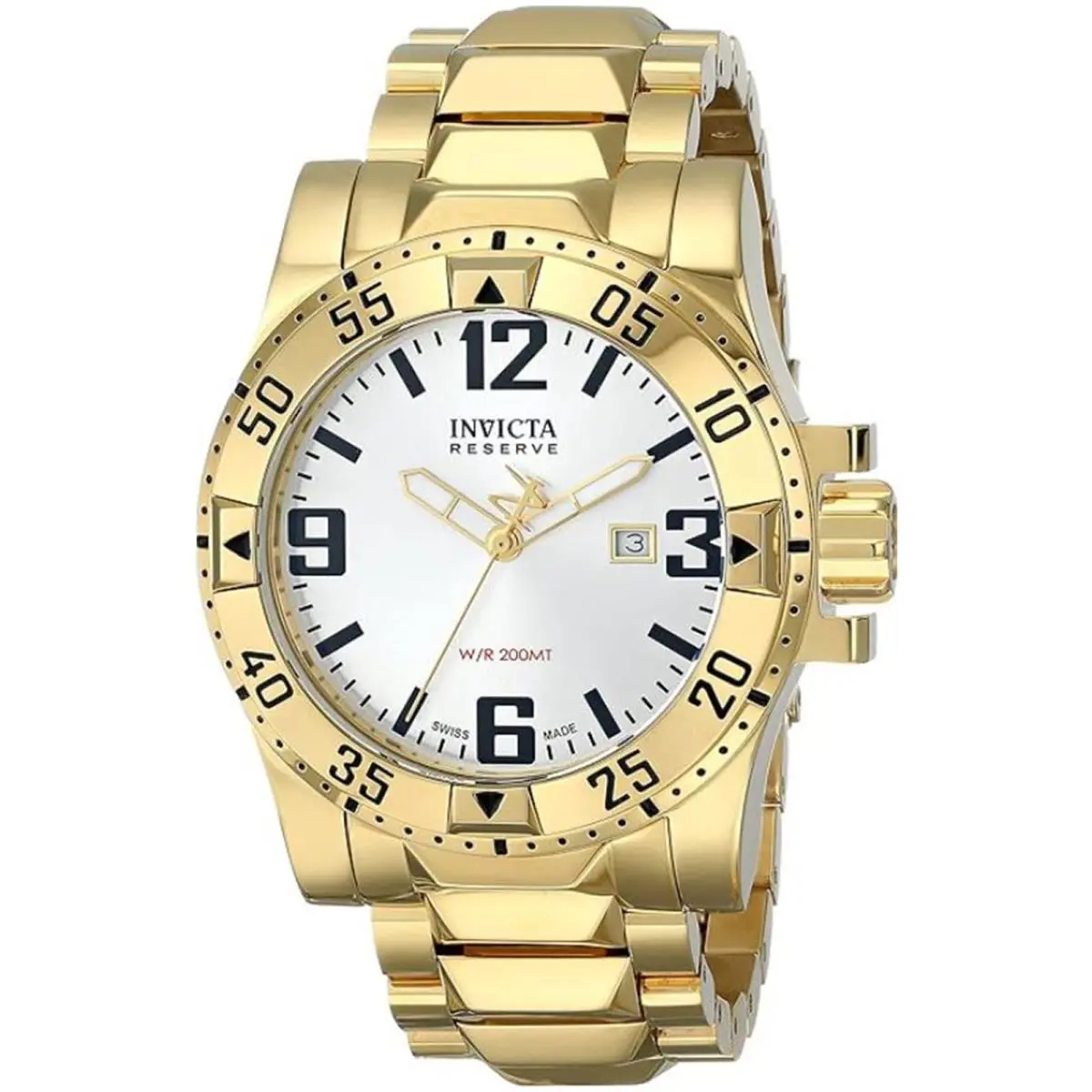 Invicta Men`s 6249 Reserve Collection Excursion 18k Gold-plated Stainless Steel - Dial: Champagne, Band: Gold, Bezel: Gold