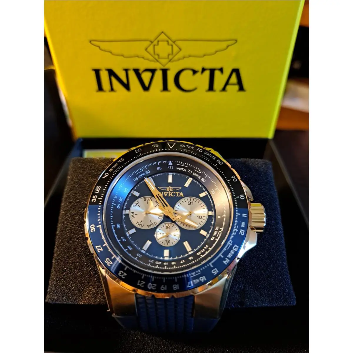 Invicta Aviator Men`s Watch 33031 Dark Blue Silicone Band 50mm