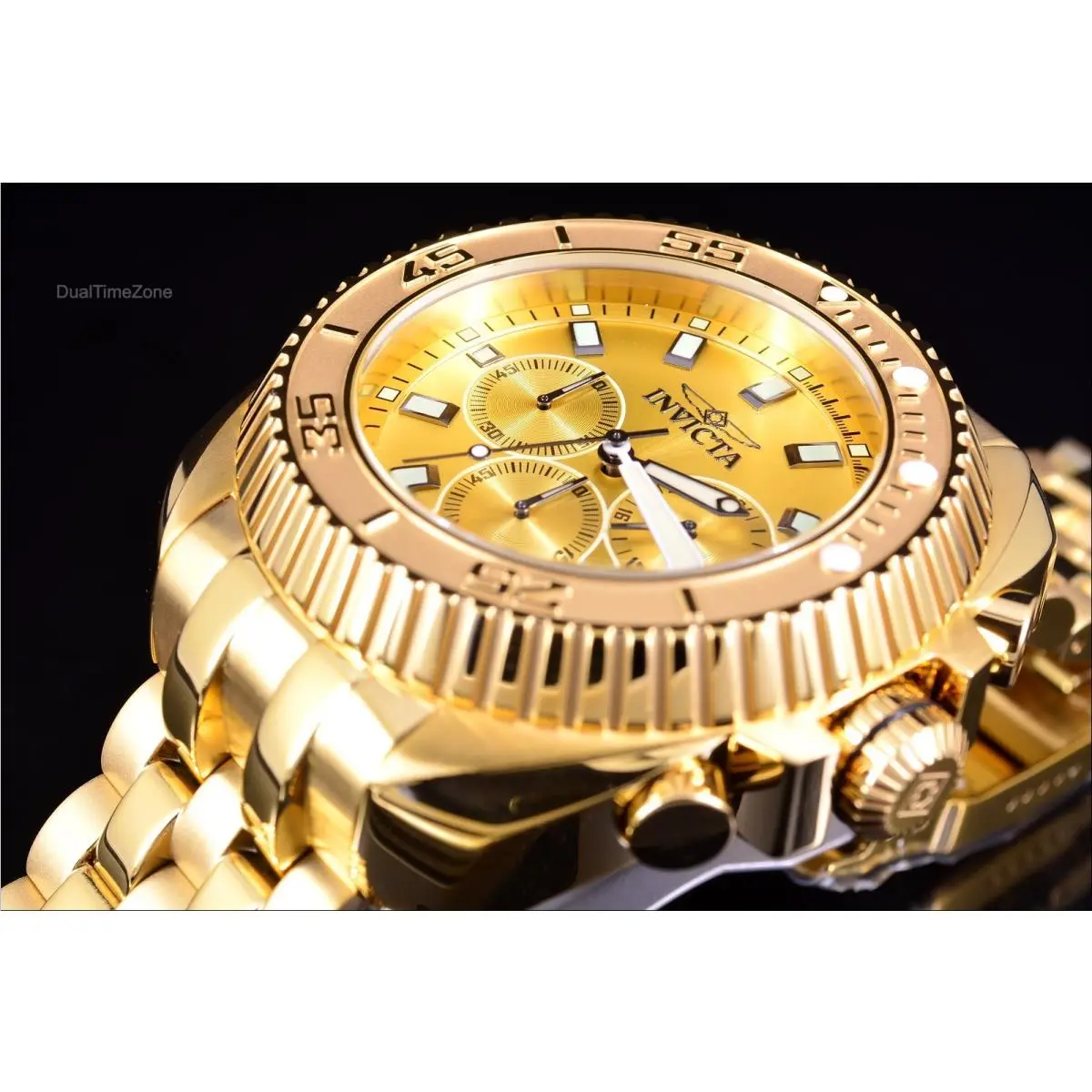 Invicta Gearhead Men`s 50mm Quartz Gold Stainless Steel Bracelet Watch