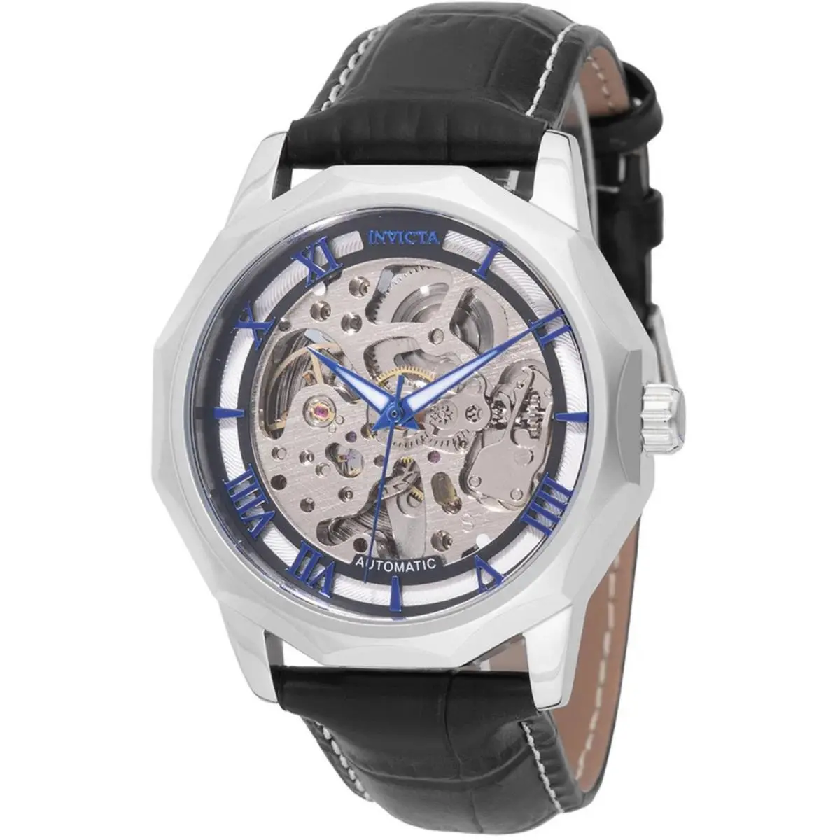 69126 Men’s Objet D Art Automatic Black Leather Watch 42mm by Invicta