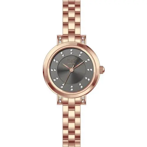 Invicta Women`s 25mm Angel Quartz PC21S Copper Black Dial Rose Gold Tone Watch