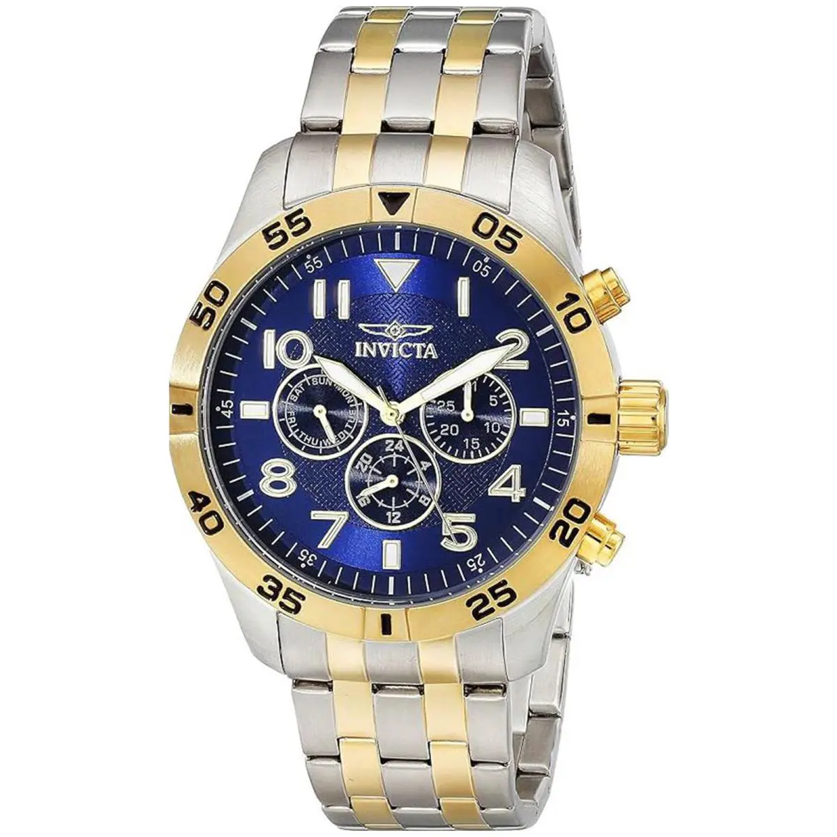 Invicta Men`s 19203 I-force Analog Display Swiss Quartz Two Tone Watch - Dial: Blue, Band: Two Tone
