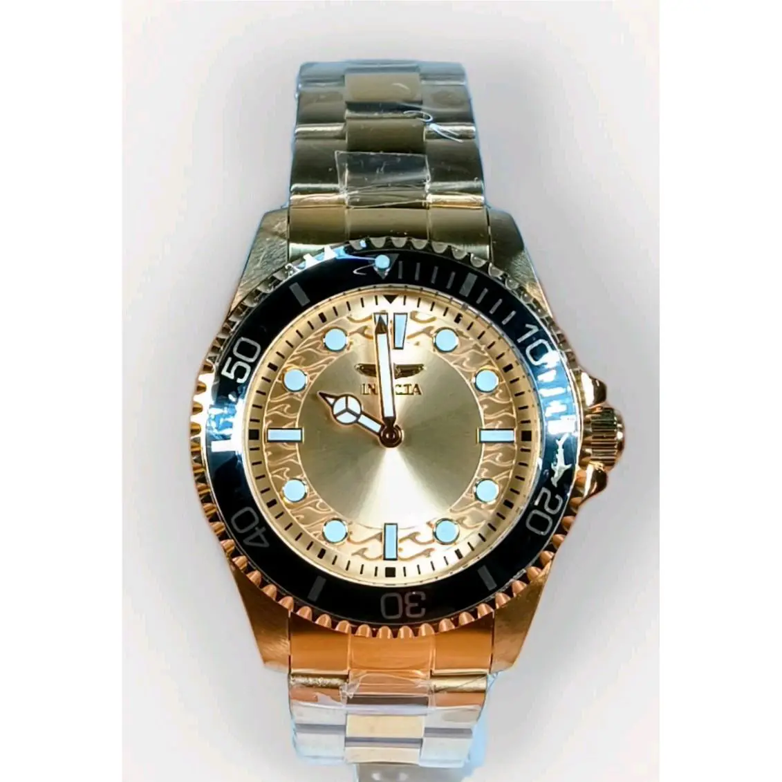 Invicta Pro Diver 17900 Gold-tone Dial Stainless Watch with Black Bezel