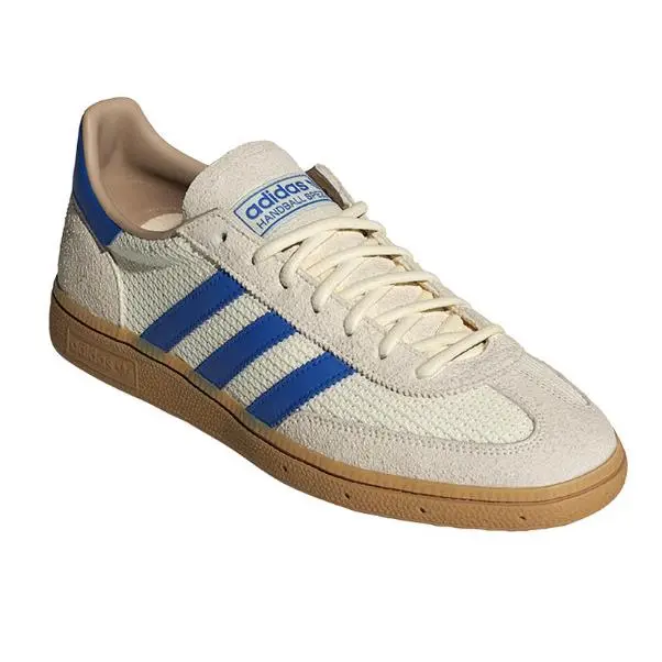 Adidas Handball Spezial Men`s Size 12 Cream White Blue Sneakers Shoes JS3865