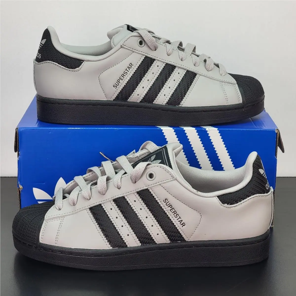 Adidas Superstar Men`s Size 12 Athletic Shoes Black Gray Footwear Sneakers