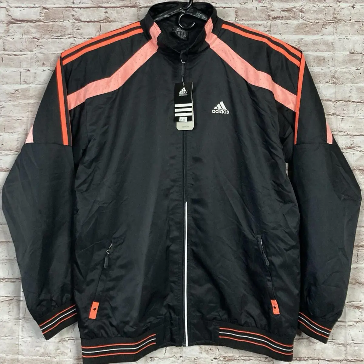 Adidas Siyah Roranj Beyaz Track Jacket Mens 2XL Full Zip Sport Gear MT114 Black