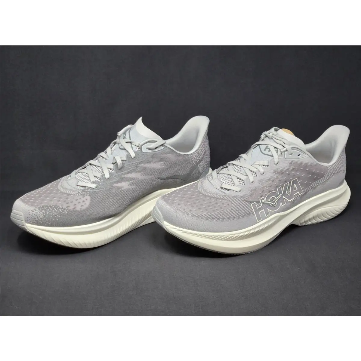 Hoka One One Mach 6 Mens Sizes Gray White Stardust Alabaster 1147790 Slbs Nby