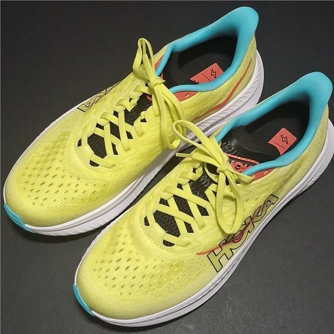 Hoka One One Men`s 9 Mach 6 Men Running Shoes Yuzu/cielo Blue