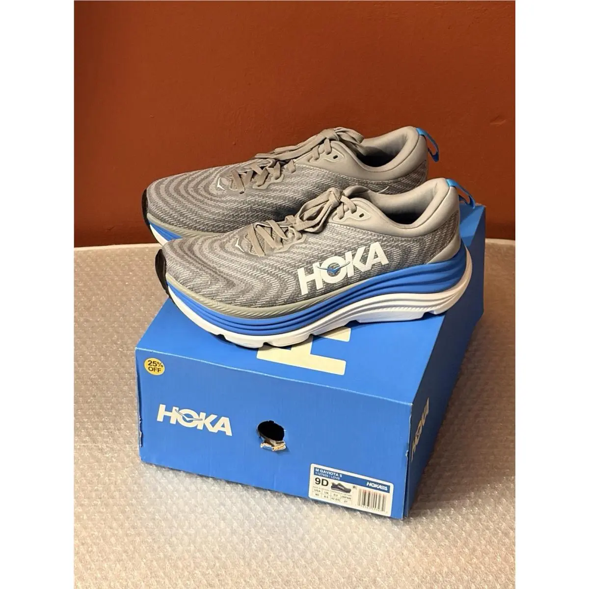 Hoka One One Gaviota 5 Men`s Running Shoes Sz 9D Gray Blue 1127929/LDVB Box
