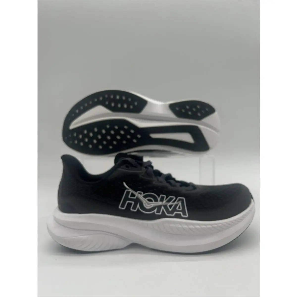 Womens Size 6 Hoka One One Mach 6 Black White Running Shoes 1147810 Bwht