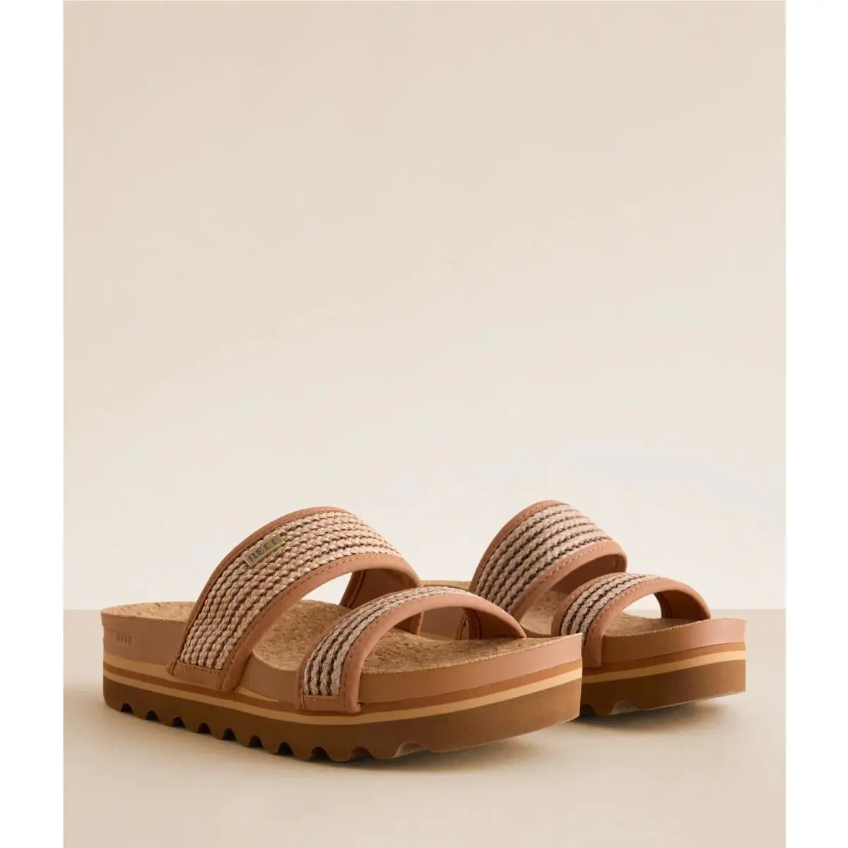Cushion Vista Hi CJ5937 Sandals Women`s Chocolate Raffia Wedge Heel DWA2641 Brown by Reef