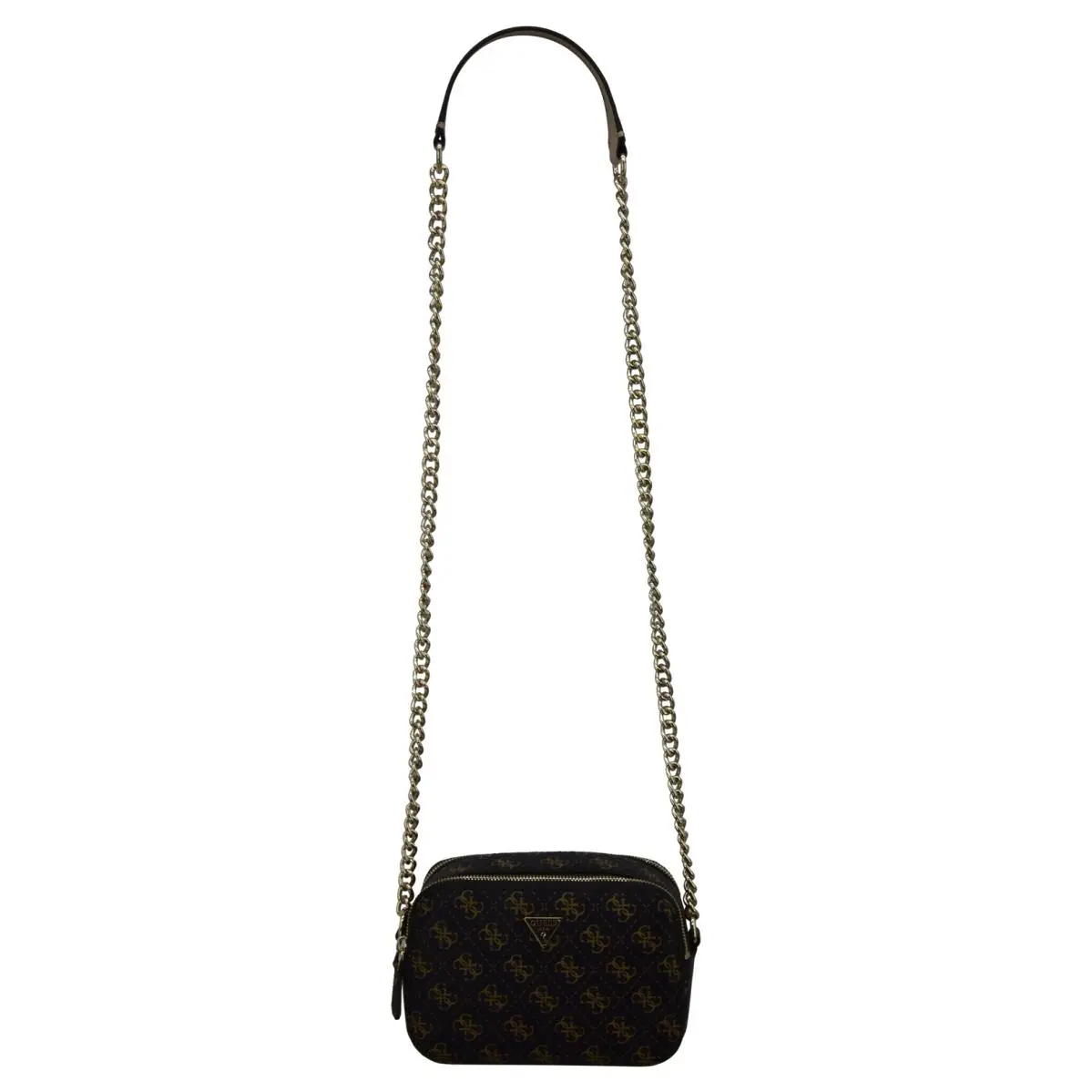 Women`s Noelle Mini Crossbody Flap Handbag Organizer Brown Logo-QB14 by Guess