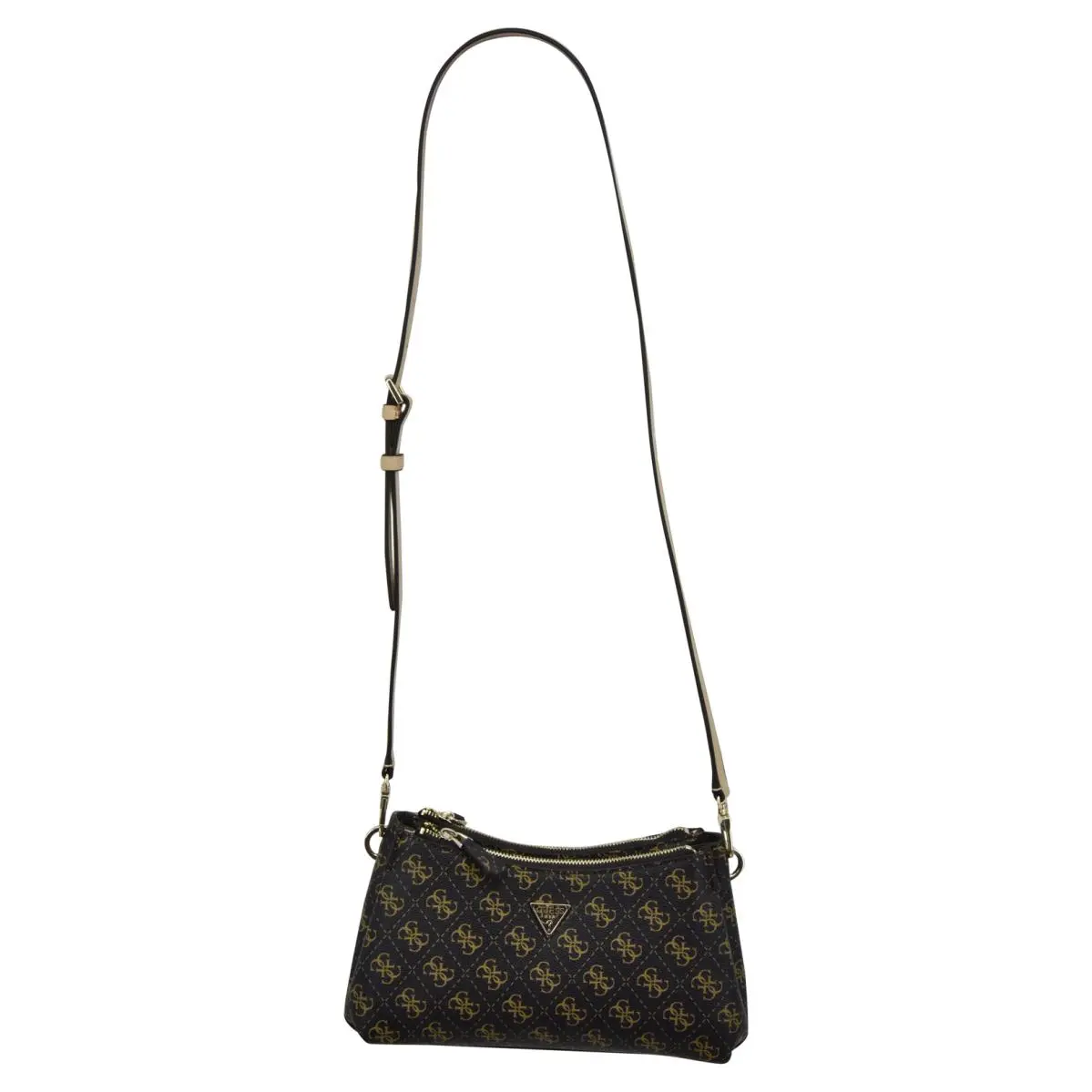 Women`s Noelle Mini Crossbody Flap Handbag Organizer Brown Logo-QB73 by Guess