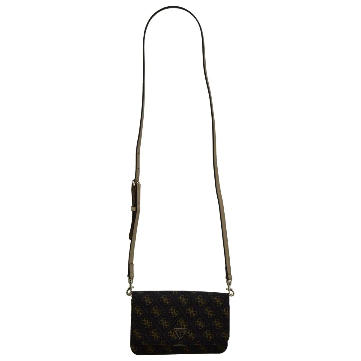 Women`s Noelle Mini Crossbody Flap Handbag Organizer Brown Logo-QB by Guess