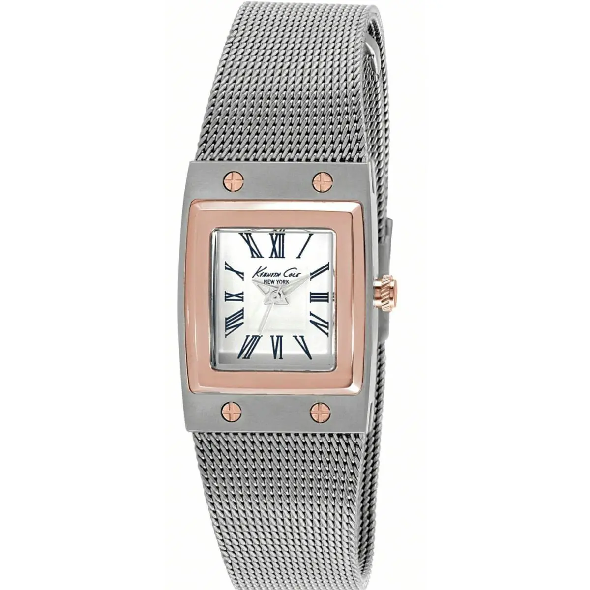 Ladies` Chelsea Mesh Strap Square Dial Steel/ Rose Gold KC4945 by Kenneth Cole