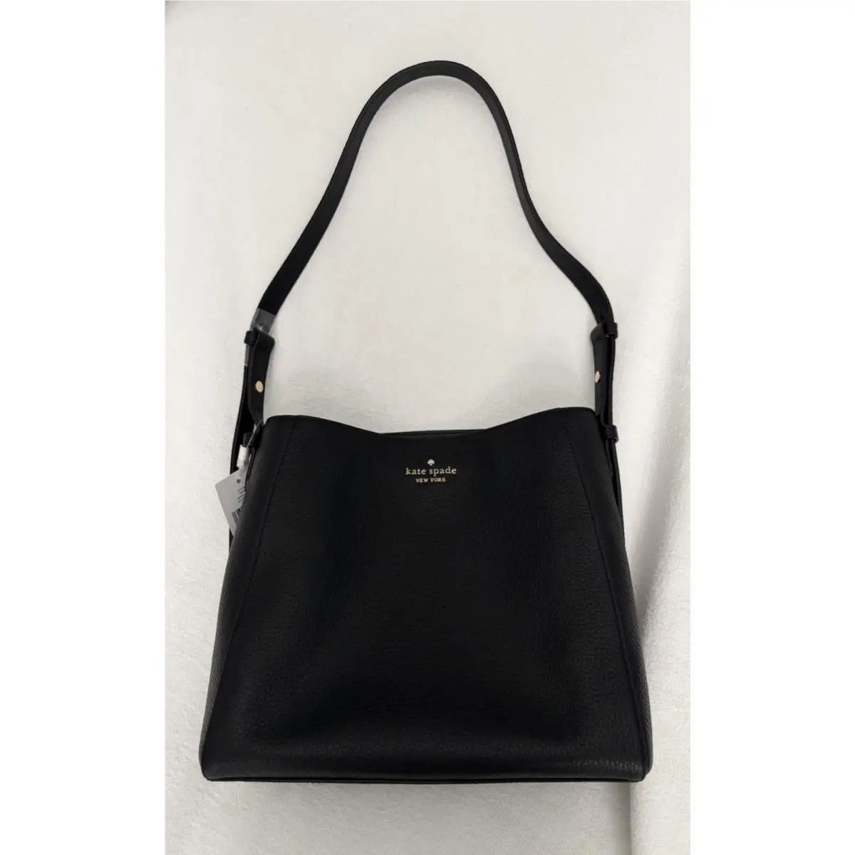 Pebbled Leather Juliette Medium Bucket Black Shoulder Bag KM546 New by Kate Spade