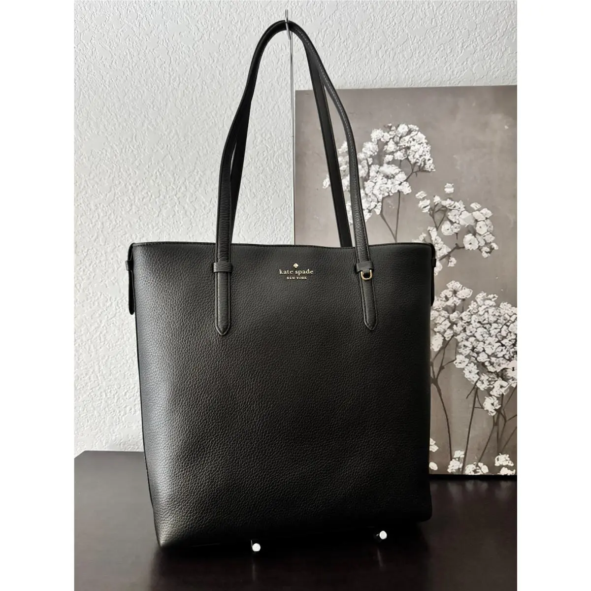 Juliette Leather Medium Black Tote KN188 Laptop Work School by Kate Spade