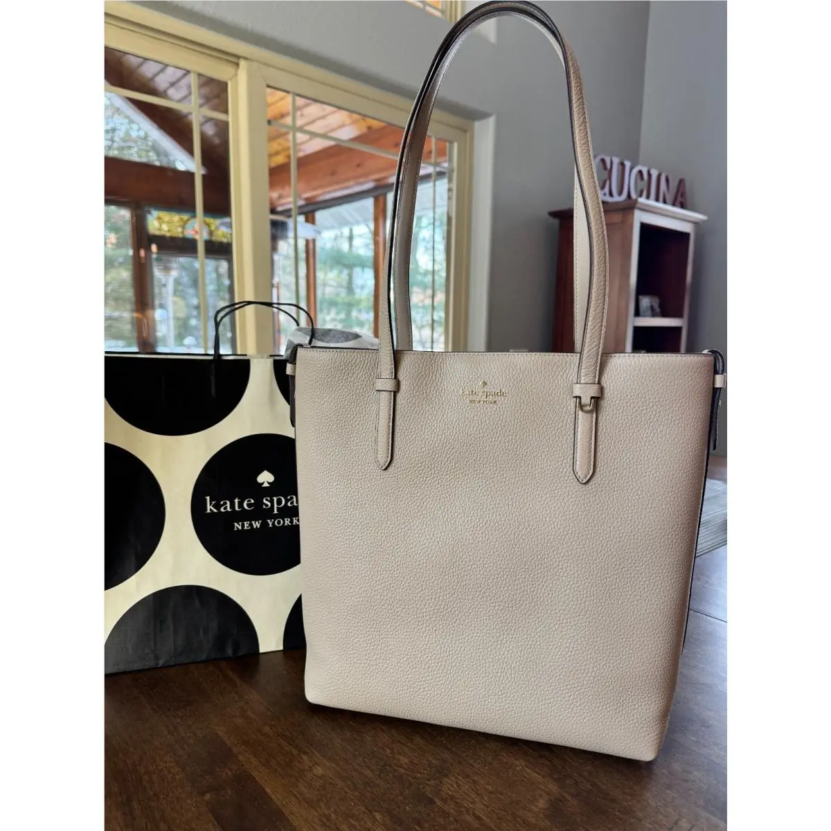 Kate Spade Juliette Leather Medium Light Sand Tote KN188 Laptop Work School