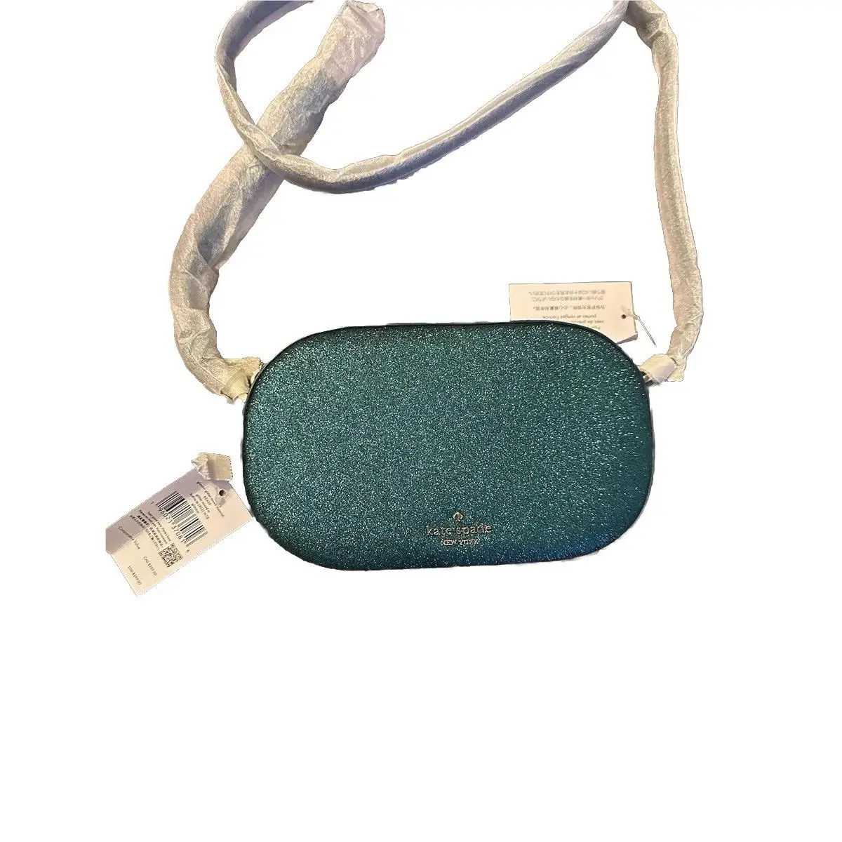 Kate Spade Glitter Glimmer Oval Camera Bag Crossbody In Festive Teal
